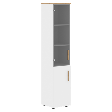 Высокий шкаф с глухой дверью колонна FORTA Белый-Дуб Гамильтон  FHC 40.2 (L/R) (399х404х1965) в Заводоуковске - изображение