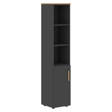 Высокий шкаф с глухой малой дверью  левой FORTA Графит-Дуб Гамильтон  FHC 40.5 (L) (399х404х1965) в Заводоуковске - изображение