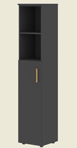 Шкаф колонна высокий с глухой средней дверью левой FORTA Черный Графит  FHC 40.6 (L) (399х404х1965) в Тюмени - предосмотр
