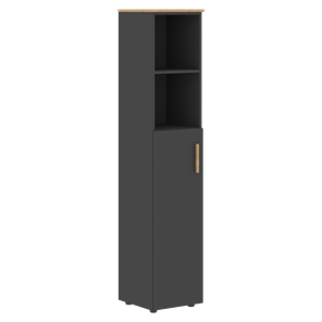 Шкаф колонна высокий с глухой средней дверью левой FORTA Графит-Дуб Гамильтон  FHC 40.6 (L) (399х404х1965) в Тюмени - предосмотр