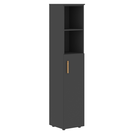 Высокий шкаф колонна с глухой средней дверью правой FORTA Черный Графит  FHC 40.6 (R) (399х404х1965) в Тюмени - изображение