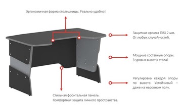 Стол для компьютера SKILLL STG 1385, Антрацит/ Красный в Заводоуковске - предосмотр 1