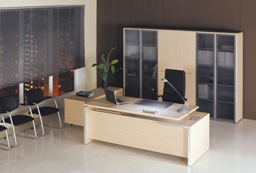 Офисный стол руководителя Reventon, зебрано песочный, правый (180х90х76) МЕ 130 в Тобольске - предосмотр 2