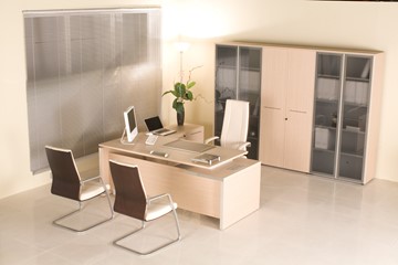 Офисный стол руководителя Reventon, зебрано песочный, правый (180х90х76) МЕ 130 в Заводоуковске - предосмотр 8