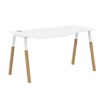 Письменный стол левый FORTA Белый-Белый-Бук  FCT 1367 (L) (1380х900(670)х733) в Тюмени - изображение