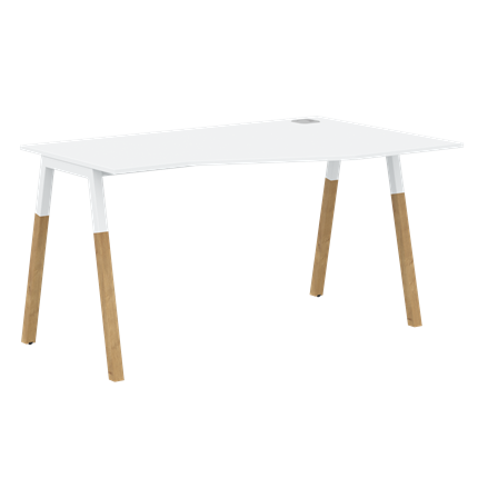 Письменный стол правый FORTA Белый-Белый-Бук  FCT 1367 (R) (1380х900(670)х733) в Тюмени - изображение