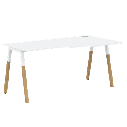 Письменный стол правый FORTA Белый-Белый-Бук  FCT 1567  (R) (1580х900(670)х733) в Заводоуковске - изображение
