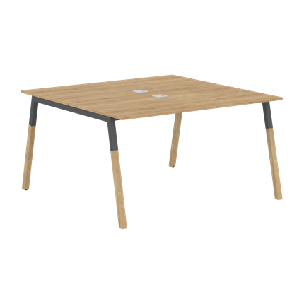 Переговорный стол FORTA Дуб Гамильтон-Черный графит-Бук FWST 1313 (1380x1346x733) в Тюмени - изображение
