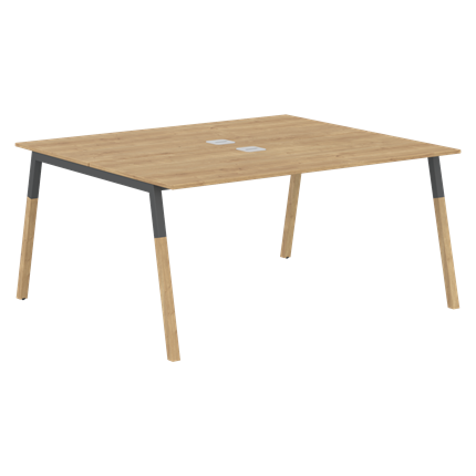 Переговорный стол FORTA Дуб Гамильтон-Черный графит-Бук FWST 1513 (1580x1346x733) в Тюмени - изображение