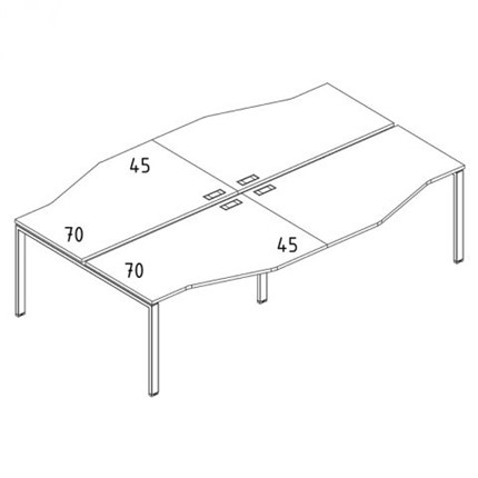Рабочая станция (4х160) столы Техно каркас UNO А4, 320x184x75 белый премиум / металлокаркас белый А4 Б1 191-2 БП в Тюмени - изображение