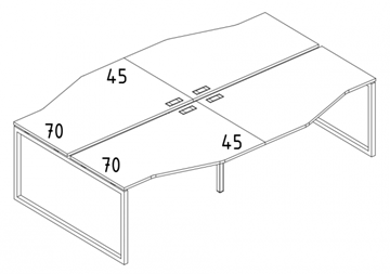 Рабочая станция столы (4х160) Техно на металлокаркасе QUATTRO А4, 320x184x75 белый премиум / металлокаркас белый А4 Б4 191-2 БП в Тюмени - предосмотр