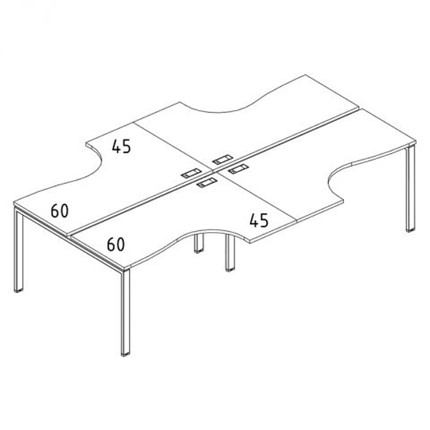 Рабочая станция UNO столы (4х140) Классика А4, 280x184x75 белый премиум / металлокаркас белый А4 Б1 181-2 БП в Тюмени - изображение