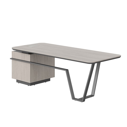 Стол с комбинированной столешницей и правой тумбой LINE Дуб-серый-антрацит СФ-571101.1 (2225х900х762) в Тобольске - изображение 1