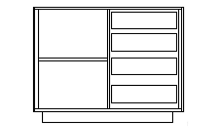 Комод с распашной дверью и четырьмя выдвижными ящиками LINE Дуб-светлый-антрацит СФ-572102 (1030х430х814) в Тюмени - изображение 1