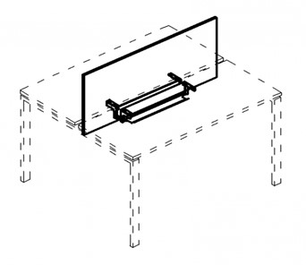 Экран настольный фронтальный для стола 100 с двумя кабель-каналами А4, (105x50x1.8) белый премиум / металлокаркас белый, А4 Б 846 БП в Тюмени