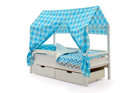 Крыша текстильная для кровати-домика Svogen (звезды, голубой) в Тюмени - изображение