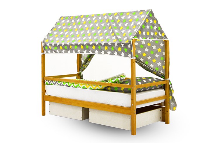 Крыша текстильная для кровати-домика Svogen (звезды, желтый, серый) в Тюмени - изображение 2