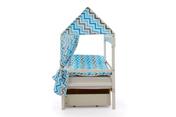 Крыша текстильная для кровати-домика Svogen (зигзаги; голубой, синий) в Тюмени - предосмотр 2