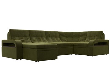 П-образный диван Лига-035, Зеленый (Микровельвет) в Тюмени