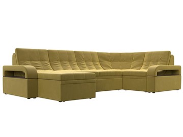П-образный диван Лига-035, Желтый (Микровельвет) в Тюмени