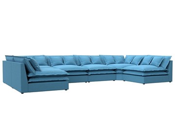 Большой П-образный диван Лига-040, Амур голубой (рогожка) в Заводоуковске