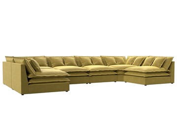 Большой П-образный диван Лига-040, Желтый (микровельвет) в Тюмени