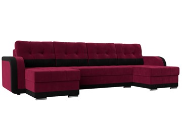 Большой П-образный диван Марсель, Бордовый\Черный (Микровельвет) в Заводоуковске
