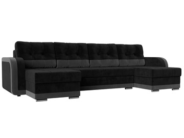 П-образный диван Марсель, Черный\Серый (велюр) в Ишиме