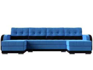 П-образный диван Марсель, Голубой\Черный (велюр) в Тюмени - предосмотр 1