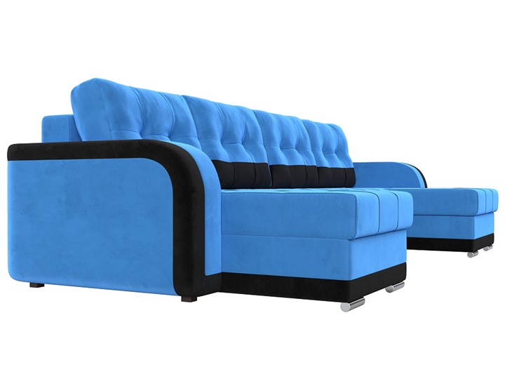 П-образный диван Марсель, Голубой\Черный (велюр) в Тюмени - изображение 2