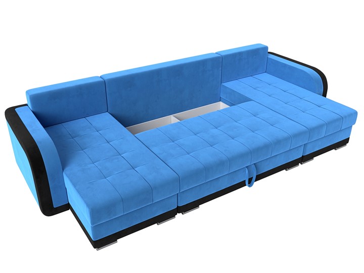П-образный диван Марсель, Голубой\Черный (велюр) в Тюмени - изображение 6