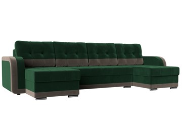 П-образный диван Марсель, Зеленый\Коричневый (велюр) в Ишиме