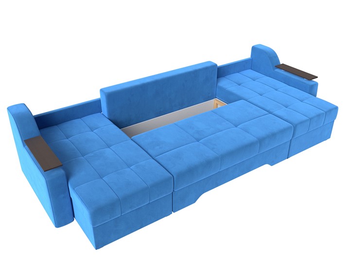 П-образный диван Сенатор, Голубой (Велюр) боннель в Тюмени - изображение 1