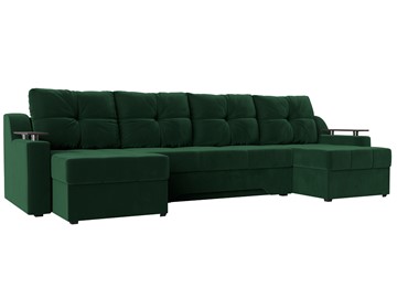 Большой П-образный диван Сенатор, Зеленый (Велюр) боннель в Тюмени