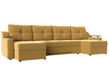 Большой П-образный диван Сенатор, Желтый (Микровельвет) боннель в Тюмени