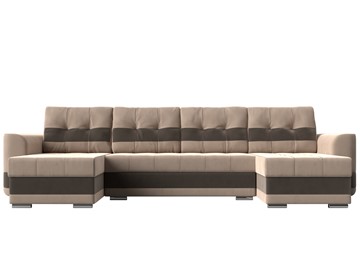 П-образный диван Честер, Бежевый/коричневый (велюр) в Тюмени - предосмотр 1