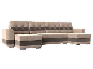 П-образный диван Честер, Бежевый/коричневый (велюр) в Ишиме