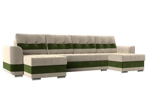 П-образный диван Честер, Бежевый/зеленый (вельвет) в Тюмени - изображение