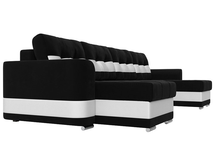 П-образный диван Честер, Черный/белый (вельвет/экокожа) в Заводоуковске - изображение 2