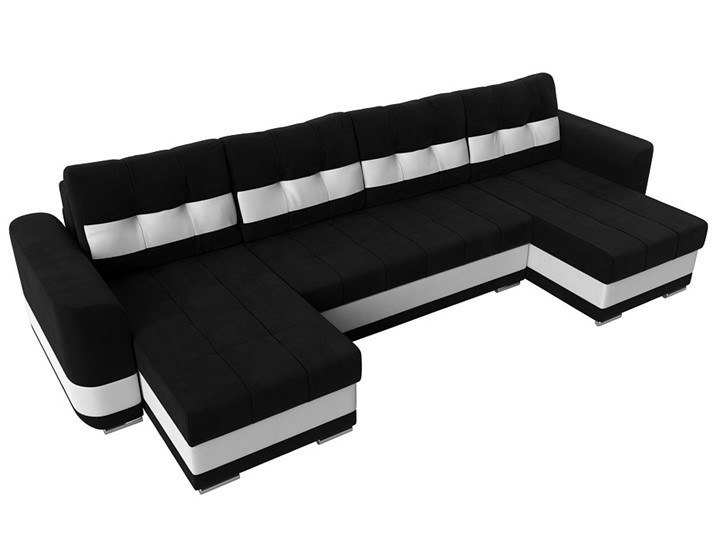П-образный диван Честер, Черный/белый (вельвет/экокожа) в Заводоуковске - изображение 4