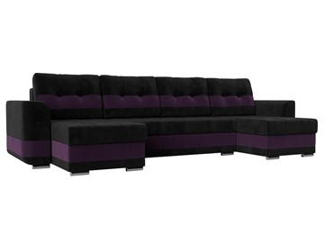 П-образный диван Честер, Черный/фиолетовый (велюр) в Тюмени