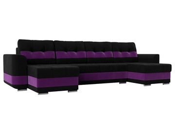 П-образный диван Честер, Черный/фиолетовый (вельвет) в Тюмени