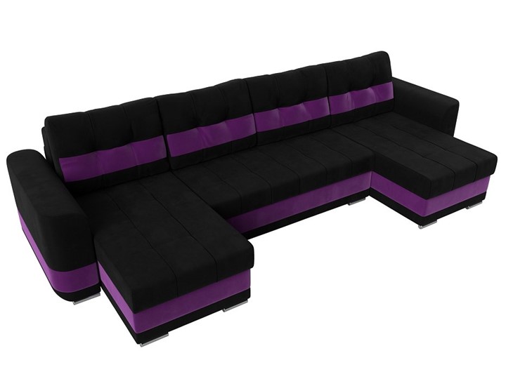 П-образный диван Честер, Черный/фиолетовый (вельвет) в Тюмени - изображение 4