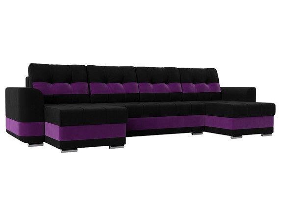 П-образный диван Честер, Черный/фиолетовый (вельвет) в Заводоуковске - изображение