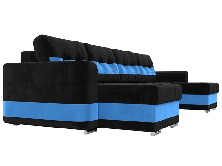 П-образный диван Честер, Черный/голубой (велюр) в Тюмени - изображение 2