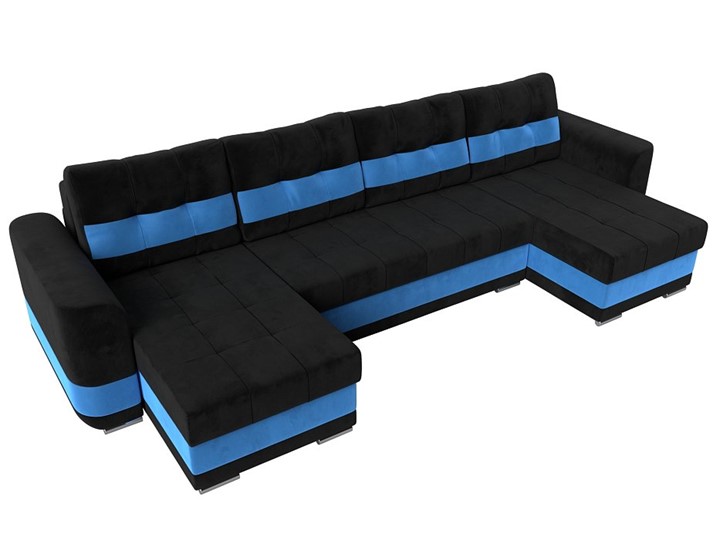 П-образный диван Честер, Черный/голубой (велюр) в Тюмени - изображение 4