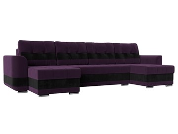 П-образный диван Честер, Фиолетовый/черный (велюр) в Тюмени