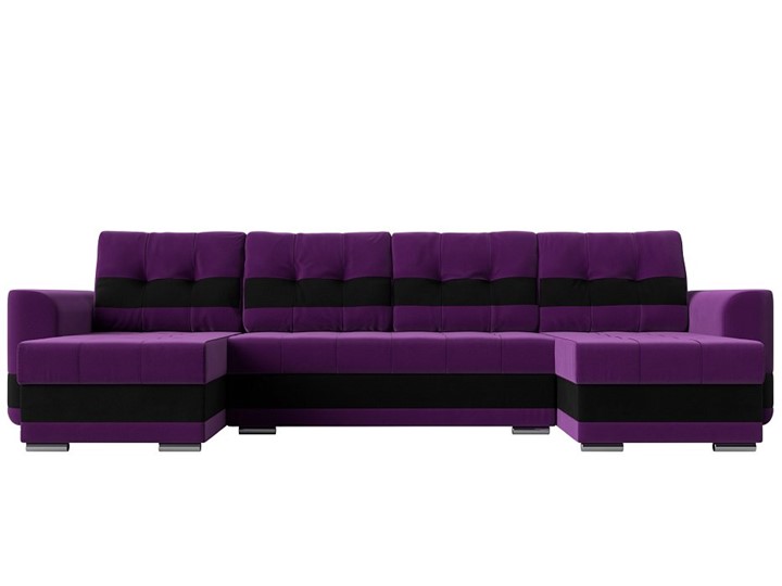 П-образный диван Честер, Фиолетовый/черный (вельвет) в Тюмени - изображение 1