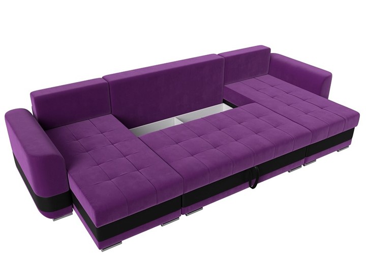 П-образный диван Честер, Фиолетовый/черный (вельвет/экокожа) в Заводоуковске - изображение 6