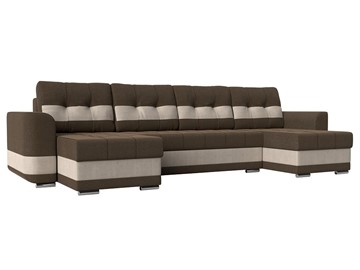 П-образный диван Честер, коричневый/бежевый (рогожка) в Тюмени - предосмотр